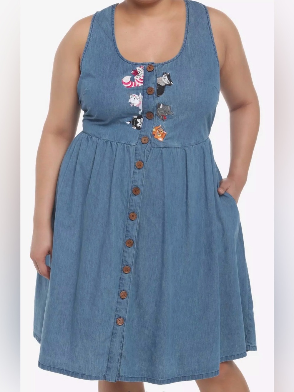 NWT Her Universe Disney Cats embroidered sleeveless denim dress size 3X